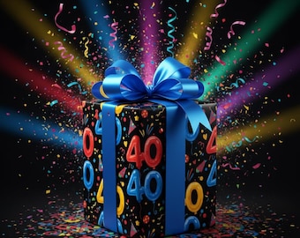 Colorful 40th Birthday Wrapping Paper | Fun 40 Balloon Gift Wrap | Bright Milestone Birthday Paper | Festive 40th Party Celebration Wrap