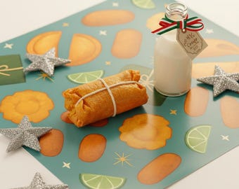 Latin Food Christmas Wrapping Paper - Puerto Rican Holiday Gift Wrap | Pasteles, Alcapurrias, Empanadas & Tostones