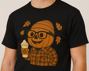 Cool Pumpkin Guy T-Shirt | Fall Aesthetic Tee | Pumpkin Spice Latte Shirt | Hipster Autumn Shirt | Pumpkin Head Shirt | Halloween Vibes