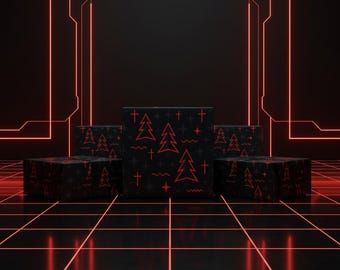 Techno Christmas Tree Wrapping Paper - Dark Minimal Holiday Gift Wrap | Raver Xmas Decor | House & Techno Gift Wrap