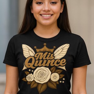 Mis Quince Shirt, Ivory White Design, Quinceañera T-Shirt, Custom XV Party Shirt