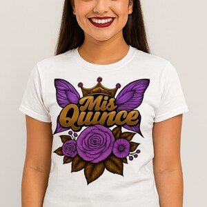 Mis Quince Shirt, Lavender Design, Quinceañera T-Shirt, Custom XV Party Shirt
