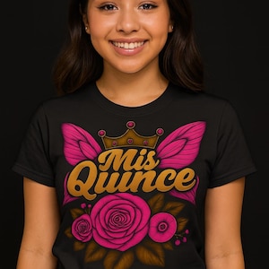 Mis Quince Shirt, Hot Pink Design, Quinceañera T-Shirt, Custom XV Party Shirt