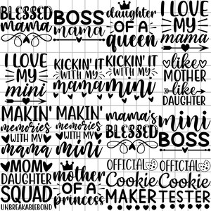 18 Mother Daughter SVG PNG Bundle, Matching Outfits Quotes, Mom & Girl Designs, Mothers Day Design, Proud Mother Quotes, Instant Download