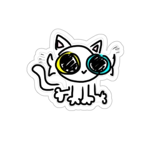 Whimsical Cat Die-Cut Stickers, Cute Cat Stickers, Pet Lover Gifts, Laptop Decals, Fun Home Decor, Cat-Themed Party Favors