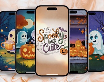 Pumpkin & Ghost Halloween Phone Wallpaper Pack | 13 Autumn HD Backgrounds (Instant Digital Download)