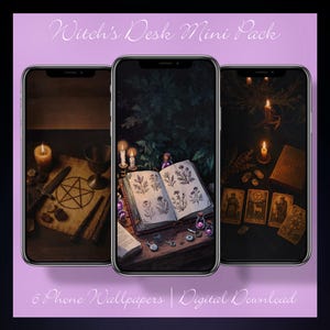 Witch’s Desk Phone Wallpaper Mini Pack | 6 Witchy Dark Academia HD Backgrounds (Instant Digital Download)