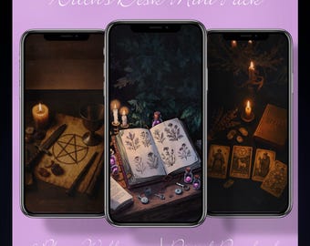 Minipakiet tapet na telefon Witch's Desk | 6 Witchy Dark Academia HD Backgrounds (natychmiastowe pobranie cyfrowe)