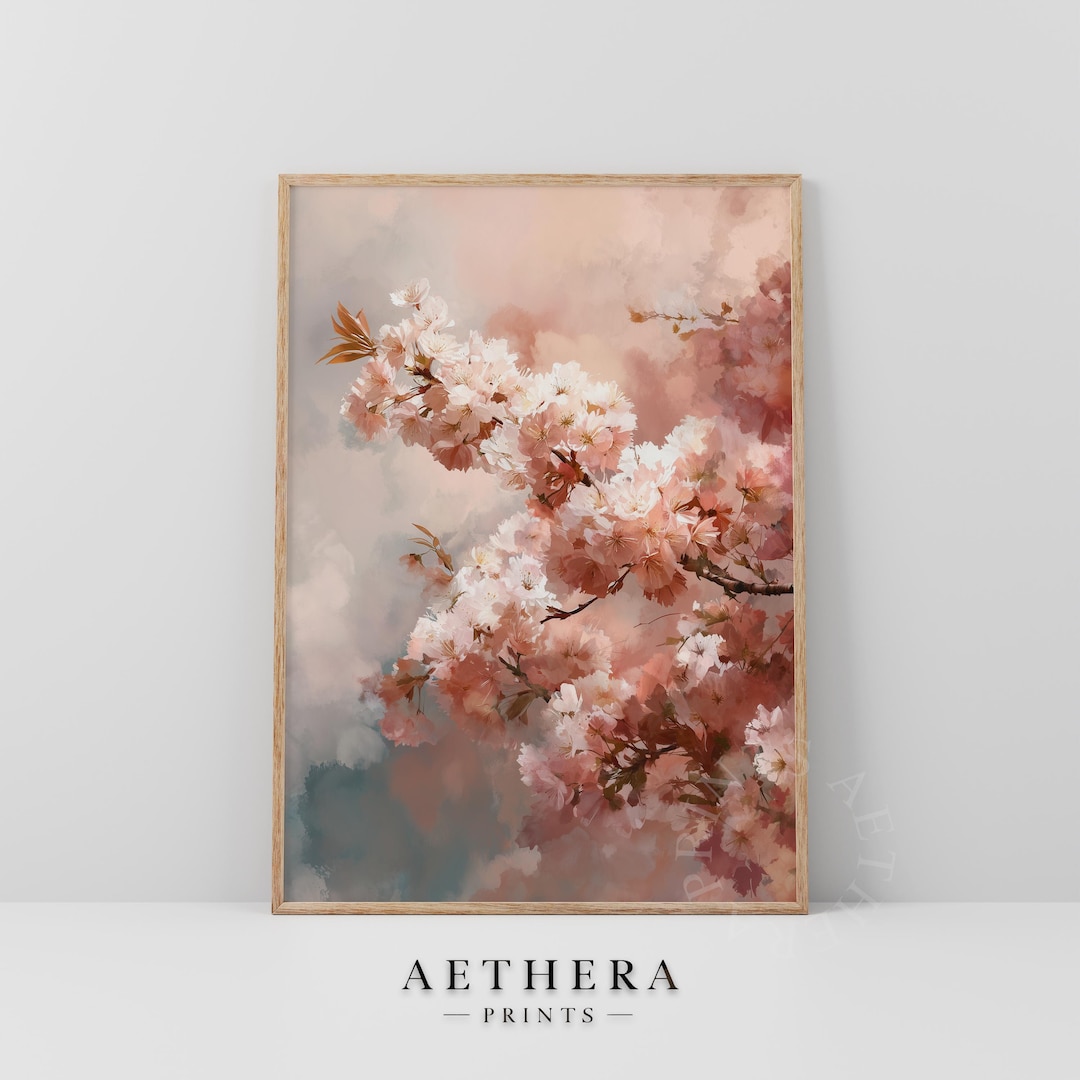 Printable Abstract Cherry Blossom Wall Art | Watercolor Botanical Print ...