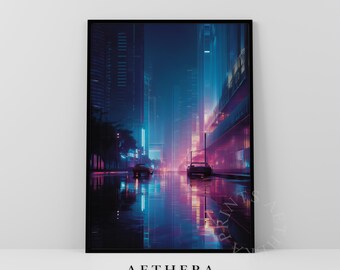 Cyberpunk Neon Printable Wall Art | Retro Synthwave Digital Download for Urban Modern Decor 34