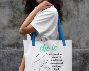Inspirerende draagtas voor haar, bemoedigende draagtas cadeau, draagtas boekenliefhebber, leesliefhebber cadeau, bibliotheektas