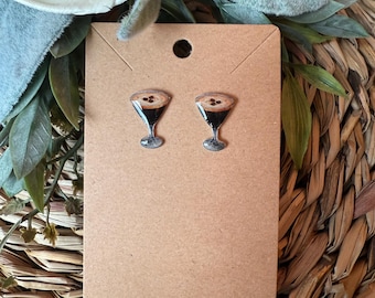 Cute Espresso Martini earrings, Drink jewelry, Alcohol earrings, cute novelty earrings, gift for her, bachelorette earrings, Birthday gift