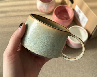 Tasse à café en grès céramique faite main | Poterie minimaliste