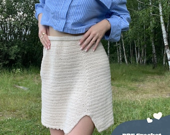 Patrón de crochet para falda en PDF, conjunto de verano, proyecto de crochet para principiantes, minifalda playera, instrucciones, ropa para principiantes, crochet sin coser
