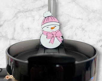 Girly Snowman Straw Topper | Pink Winter Tumbler Accessory