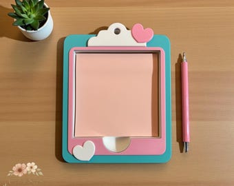 Heart Sticky Note Holder – 3D Printed Pastel Desk Organizer