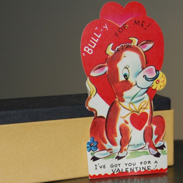 SALE Vintage Valentine "BULL"-Y For Me Cute Little Bull a la Ferdinand