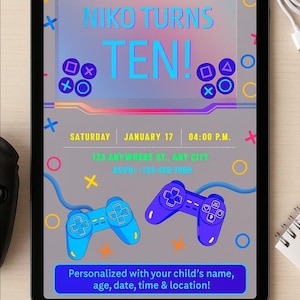 Gamer Birthday Invitation | Video Game Party | Editable Digital Download