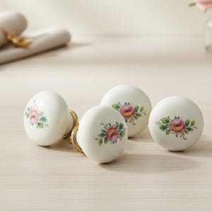 Vintage Floral Porcelain Drawer Pull