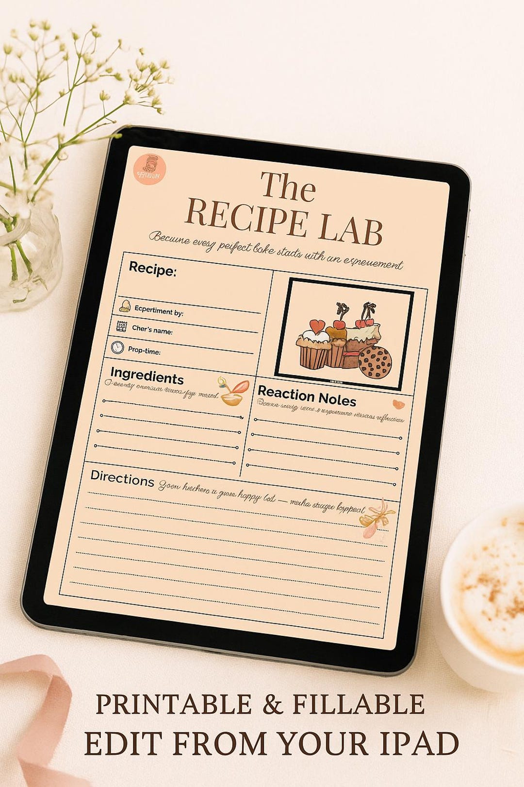 Baking Journal.pdf Editable Baking Recipe Journal Printable for Bakers | Editable PDF ...