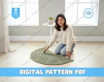 Crochet Half Moon Rug Pattern for Beginners, Semi Circle Crochet Rug Design, DIY Crochet Rug Pattern, Modern Crochet Doormat Pattern