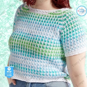 Crochet Summer Tee Pattern for Women and Men Patchwork Style Granny Square Shirt Crochet Top Pattern with Easy Step Instructions