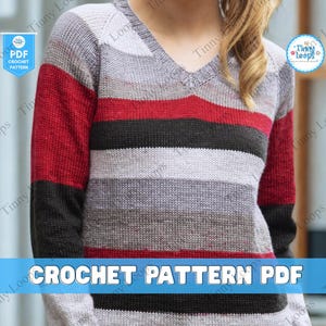 Charlie Pullover Knitting Pattern Wool Polo Sweater with Stripes Relaxed Fit Collared Jumper Knitting Pattern for Women Merino Yarn