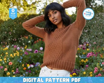 Lace Knit Sweater Pattern, Elegant Pullover, Halcyon Design (PDF Pattern)