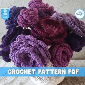Modello all&#39;uncinetto per bouquet di fiori, modello all&#39;uncinetto per fiori da sposa, modello all&#39;uncinetto per bouquet di rose, orchidee e girasoli, per decorazioni per la casa