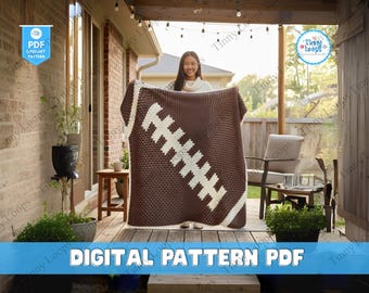Vintage Crochet Football Blanket Pattern Afghan Throw with Football Granny Squares Sports Theme Crochet Pattern for DIY Gift Making