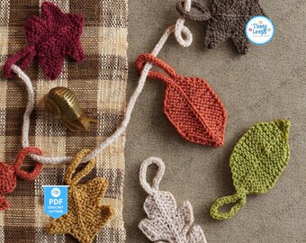 Strickmuster: Herbstlaubgirlande, Eichel & Kiefer (PDF-Muster)