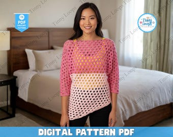 Patrón de top de verano a crochet, diseño de blusa sin mangas fácil (patrón en PDF)