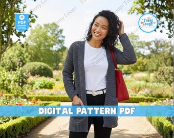 Olivewood Crochet Cardigan Pattern for Women and Men, Button Up V Neck Military Style Sweater, Tunisian and Velvet Crochet Design