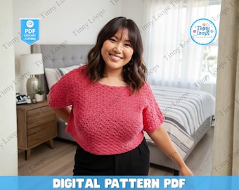 Crochet V-Neck Top Pattern: Cotton Summer Blouse (PDF Pattern)