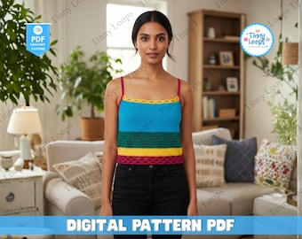 Summer Crochet Halter Neck Top Pattern, DIY Crochet Tank Top Pattern, Crochet Crop Top Pattern, Beginner Friendly Pattern