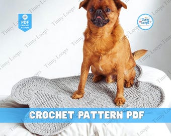 Dog Bone Bowl Mat Crochet Pattern, Pet Placemat Rug (PDF Pattern)