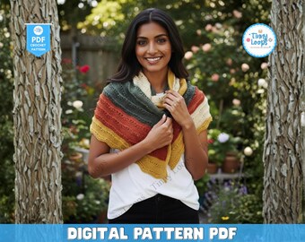 Cabled Knit Shawl Pattern, Bulky Yarn Wrap (PDF Pattern)