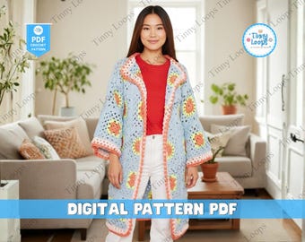 Vintage Style Maxi Evening Coat Crochet Pattern, Long Crochet Coat Pattern, Crochet Duster Pattern, Crochet Jacket Robe Pattern