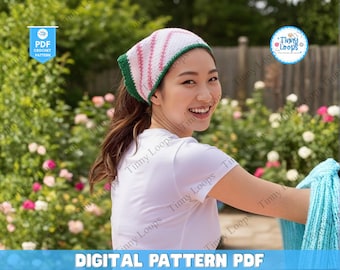 Haakpatroon voor een bandana met oogjes, kanten hoofddoek (PDF-patroon)