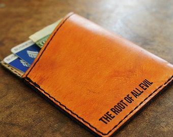 Thin Leather Credit Card Holder [Customizable] [Beige]