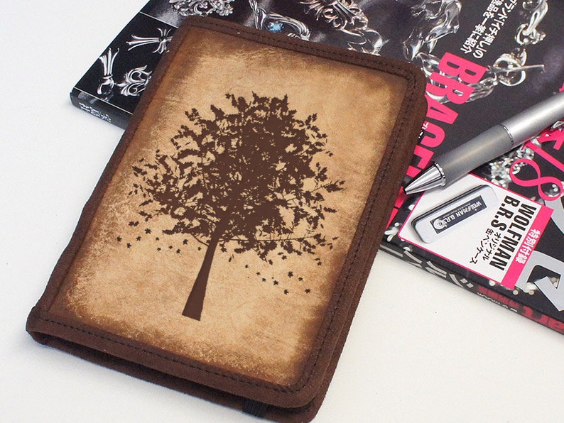 Kindle Leather Cover Autumn Tree Customizable Free Personalization image 1