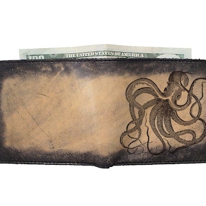 Billfold Leather Wallet Octopus Free Customization image 1