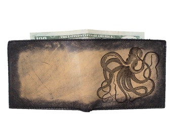 Billfold Leather Wallet - Octopus - Free Customization