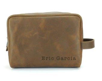 Travel Dopp Kit - Engraved Toiletry Bag - Crazy Horse