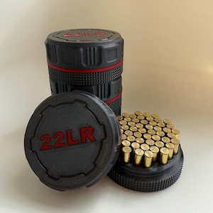 Stackable 22 LR Ammo Storage 2 Pack 55 Rounds Each                      (Black & Red)