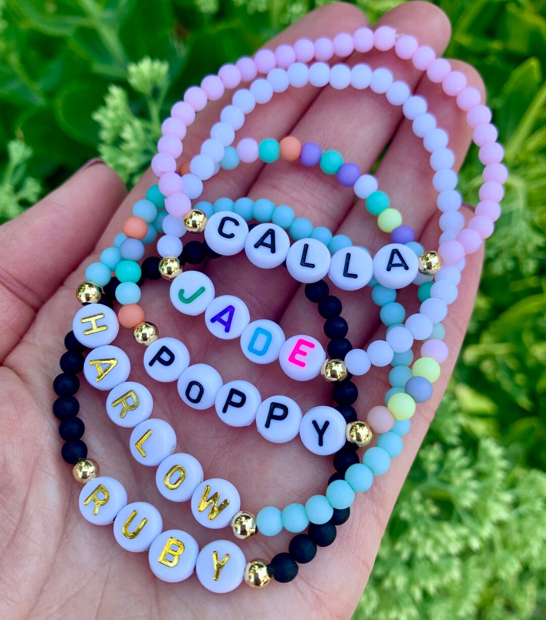 Name Bracelets, Stackable Bracelets, Custom Beaded Bracelets, Girls