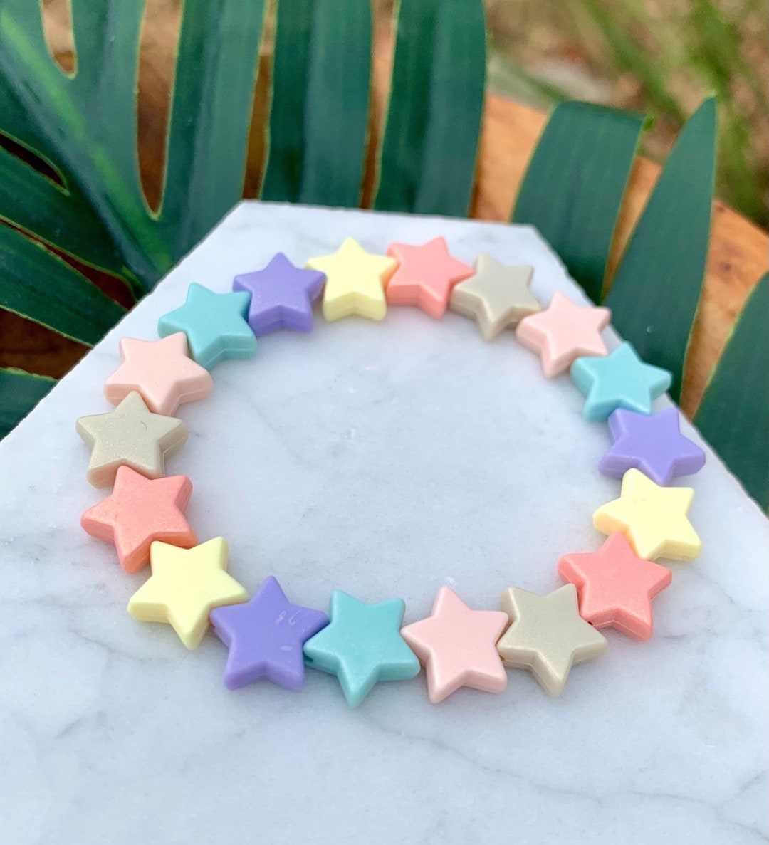 Star Bead Bracelet, Boho Pastel, Stacking Bracelet, Girls Bracelet