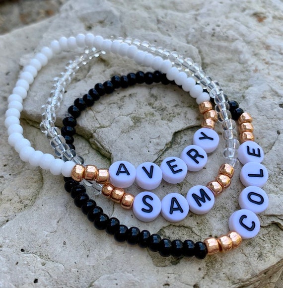 Personalized Letter Heishi Clay Bead Bracelet Custom Friendship Name  Initial Date Word Bracelet DIY Gift for Him Her Couples Matching 