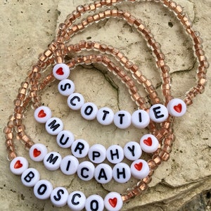 Beaded Name Bracelet, Letter Bead Friendship Bracelet, Custom Word Jewelry, Personalized Gift, Stacking Name Bracelet, Seed Bead Jewelry