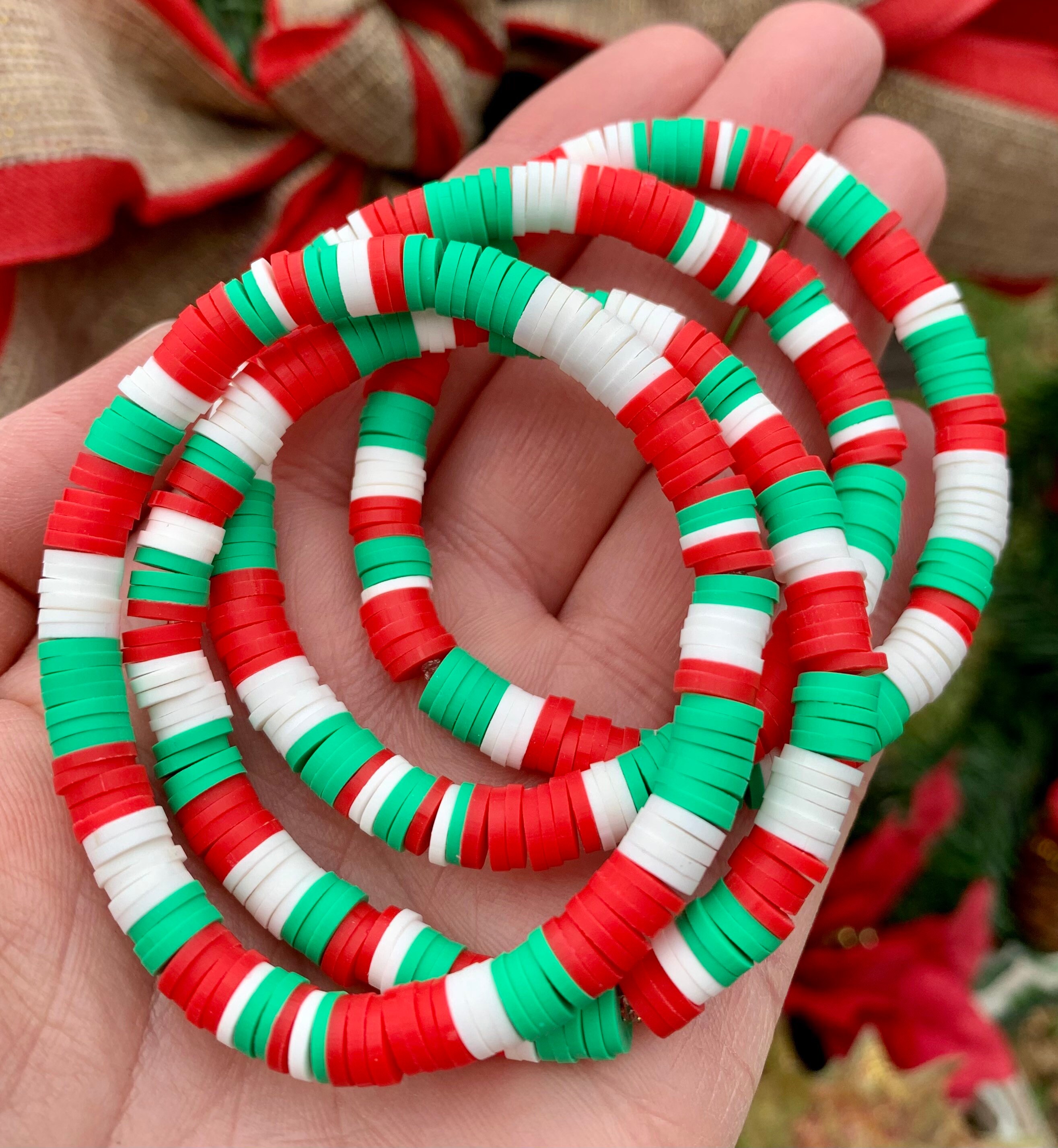 Custom Christmas Bracelet Heishi Bracelet 